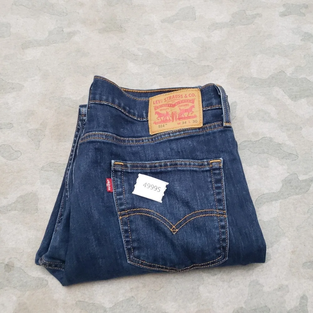 Levi's 514 Jeans Mens 34x30 Blue Straight Leg Pockets Denim Dark Wash Workwear